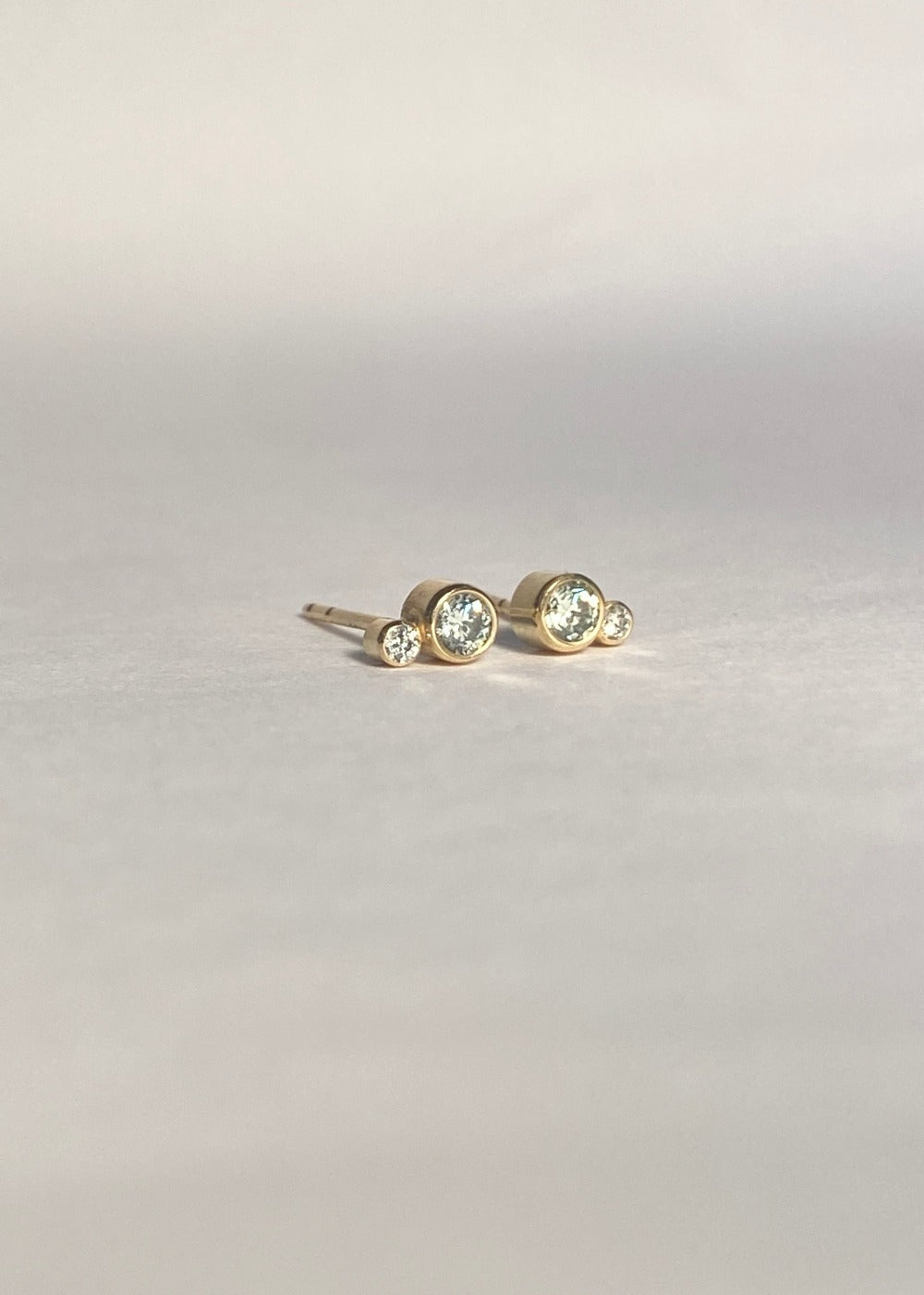 duo earring no3 pinegreen apair 18K yabstudio