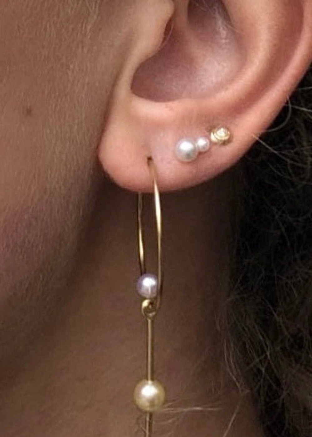 pearl duo earstud 18K yabstudio