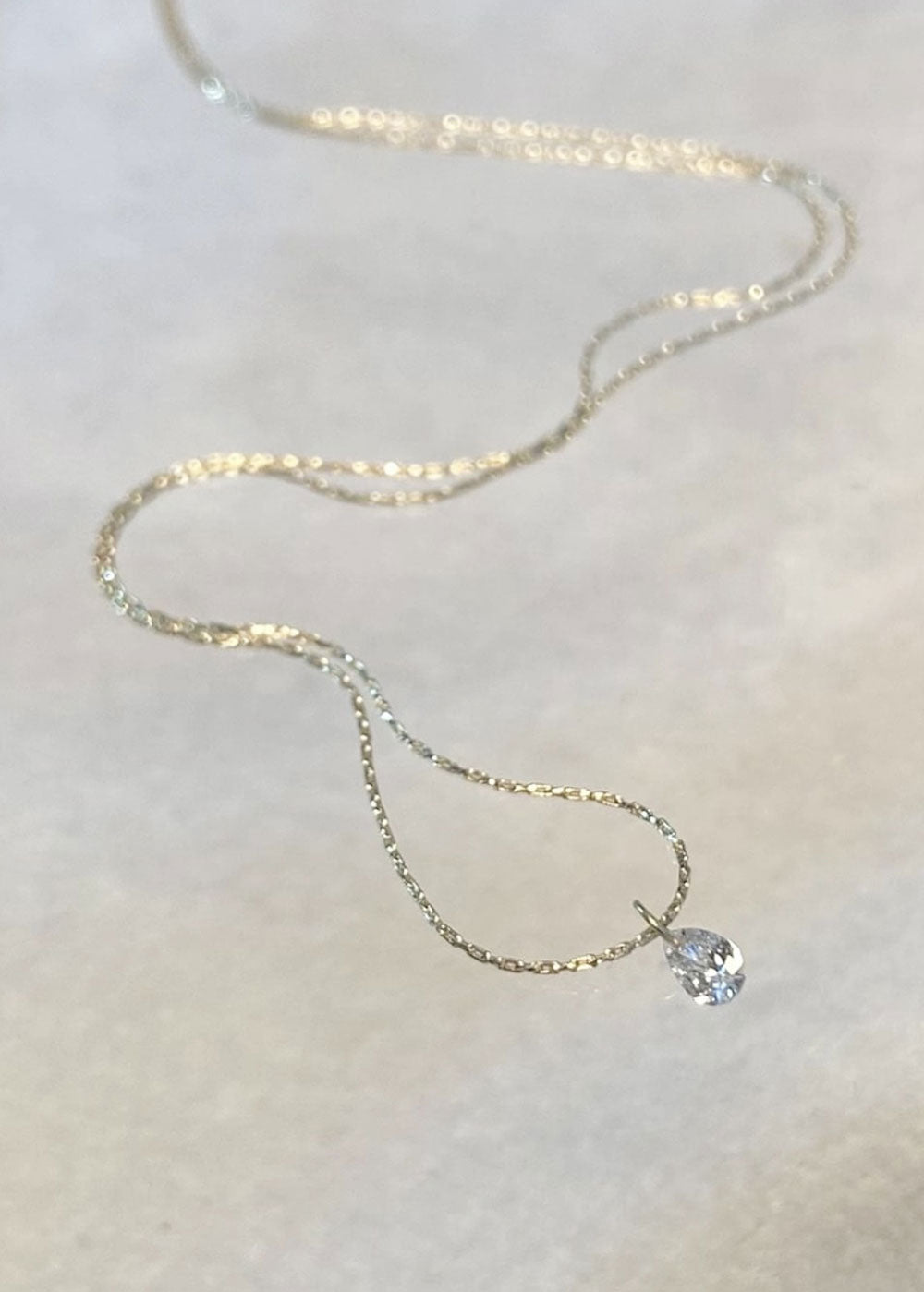 Silkcord Chain 0.07 ct Pearshaped Diamond YABSTUDIO