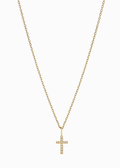 cross pendant on diamondcut necklace 18K yabstudio