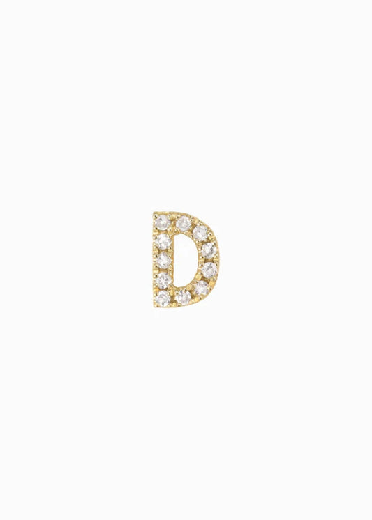 letter earring D 18K yabstudio