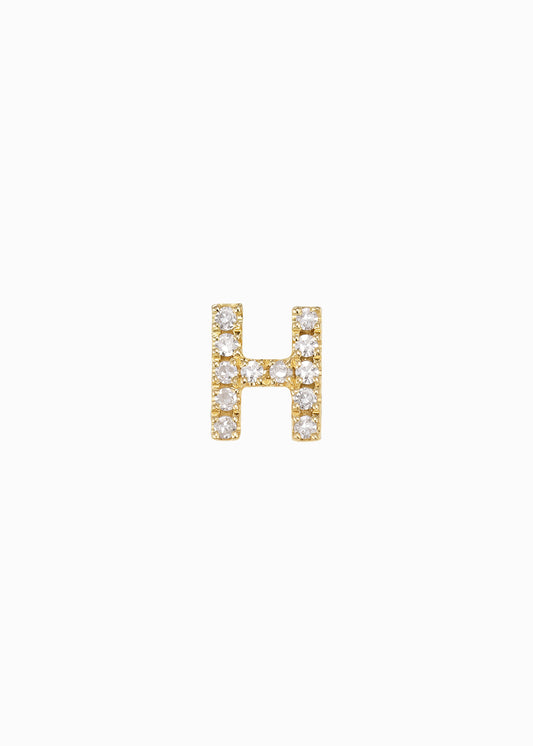 letter earring H 18K yabstudio