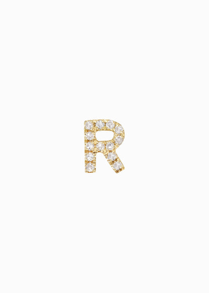 letter earring R 18K yabstudio