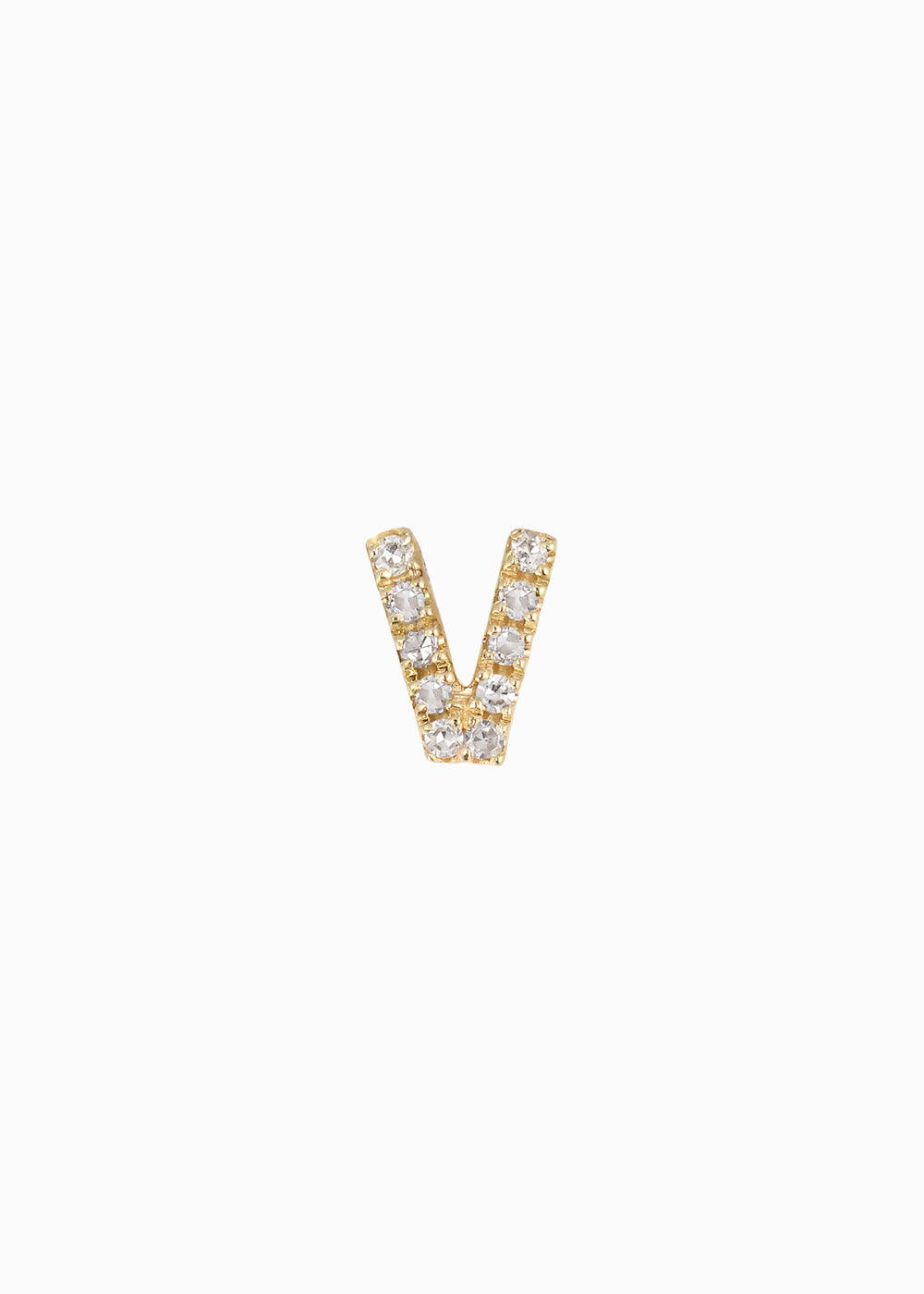 letter earring V 18K yabstudio