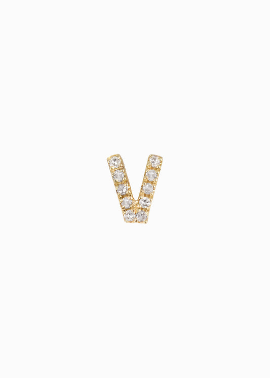 letter earring V 18K yabstudio