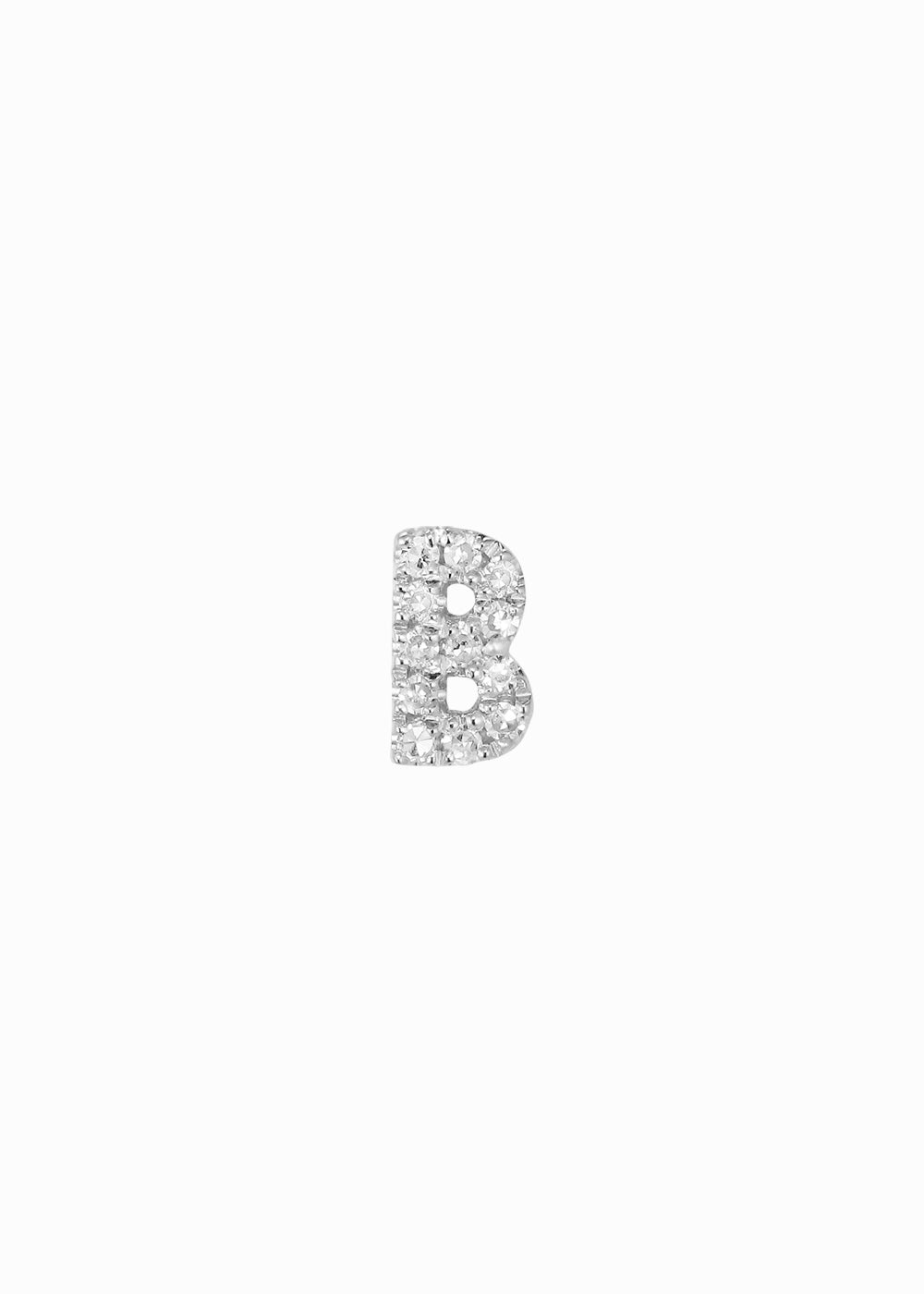 letter earring whitegold B 18K yabstudio