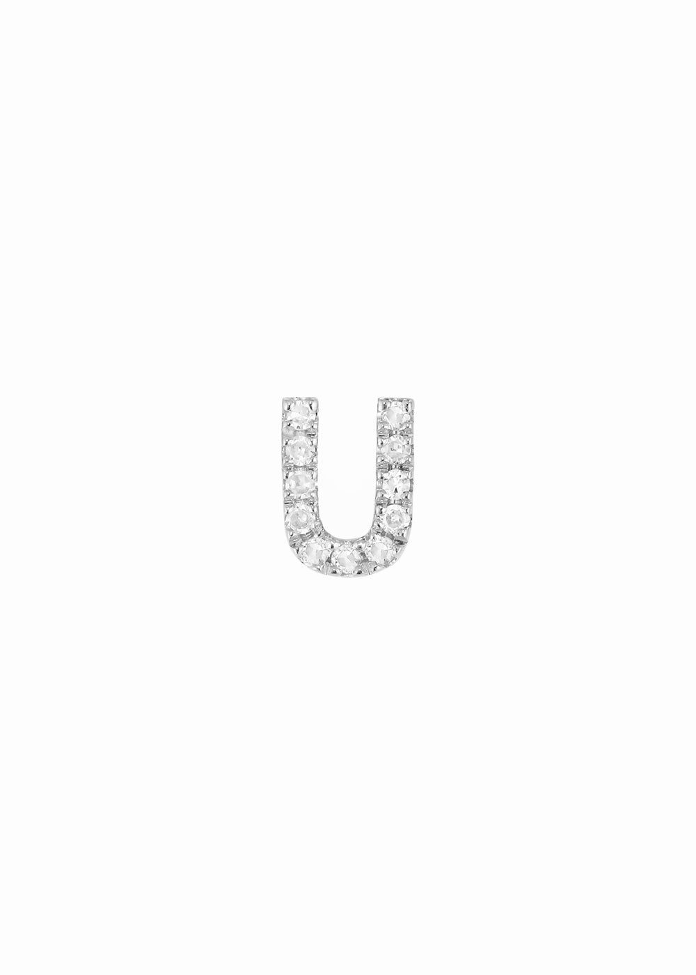 letter earring whitegold U 18K yabstudio