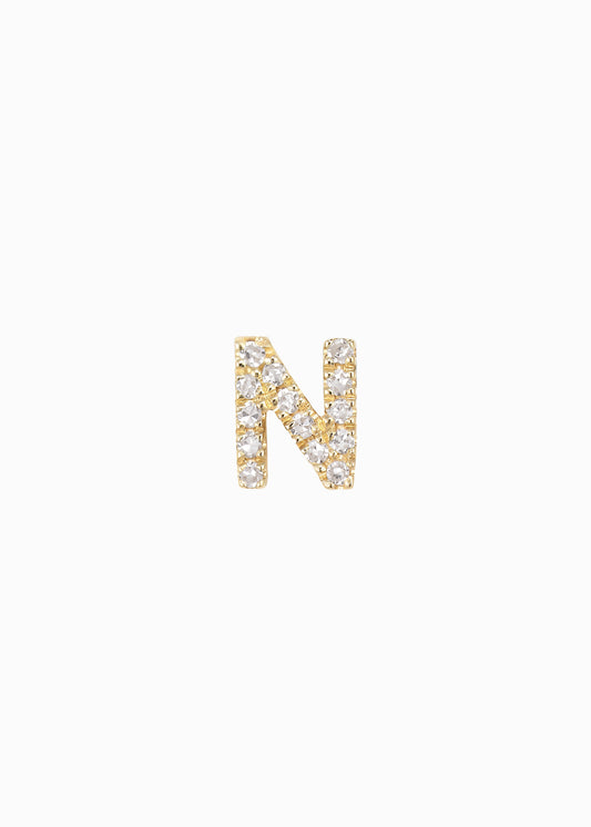 letter earstud N 18K yabstudio