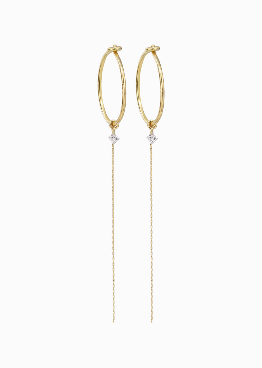 silkcord hoop princesscut 0.06ct 18K yabstudio a pair