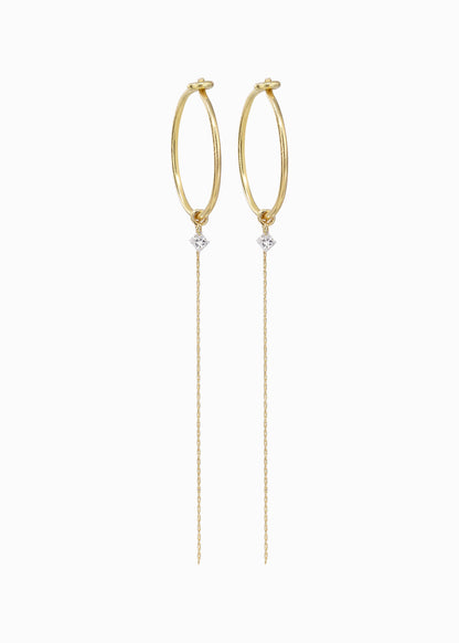 silkcord hoop princesscut 0.06ct 18K yabstudio a pair